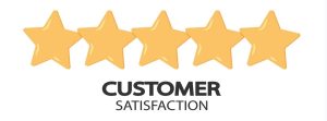 l'immagine contiene 5 stelle gialle, che rappresentano la massima soddisfazione e, sotto, la scritta customer satisfaction